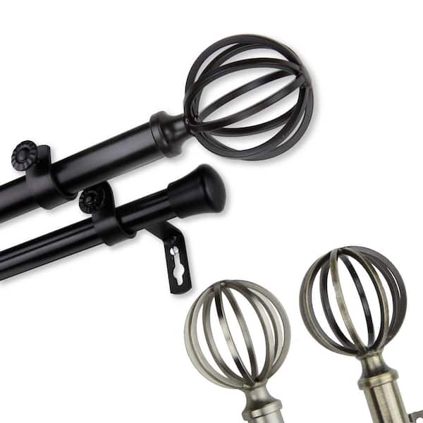 Unbranded 120 in. to 170 in. 13/16 in Leoni Double Adjustable Curtain Rod - Black