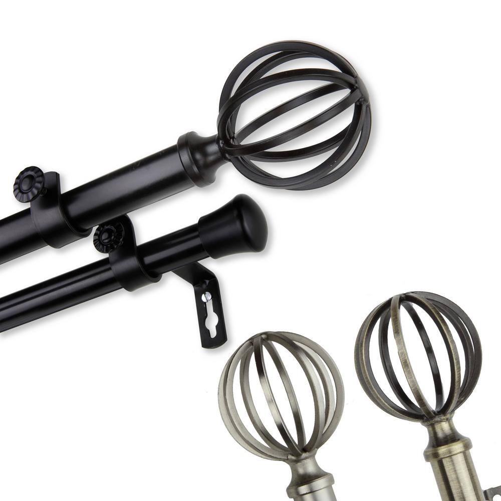 120 in. to 170 in. 13/16 in Leoni Double Adjustable Curtain Rod - Antique B