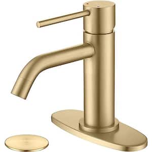 Brushed Gold Bathroom Faucet Single Hole, Brass Single Handle Bathroom Sink Faucet-Bath Accessory Set