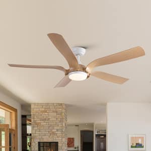 Lethabo 56 in. Indoor White Smart Ceiling Fan with Integrated LED Light Kit, Works with Alexa/Google/Tuya APP and Remote