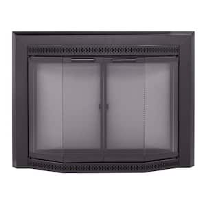 Gavin Medium Black Glass Fireplace Doors