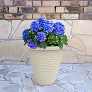 14 in. Eleanora Cream Plastic Self-Watering Planter (14 in. D x 14.5 in. H)