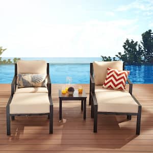 X-Back 5-Piece Metal Patio Conversation Seating Set with Beige Cushions