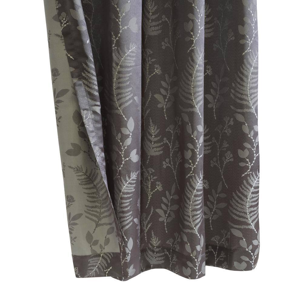 Silver Botanical Jacquard Light-Filtering Grommet Curtain Panel 52" x 95"