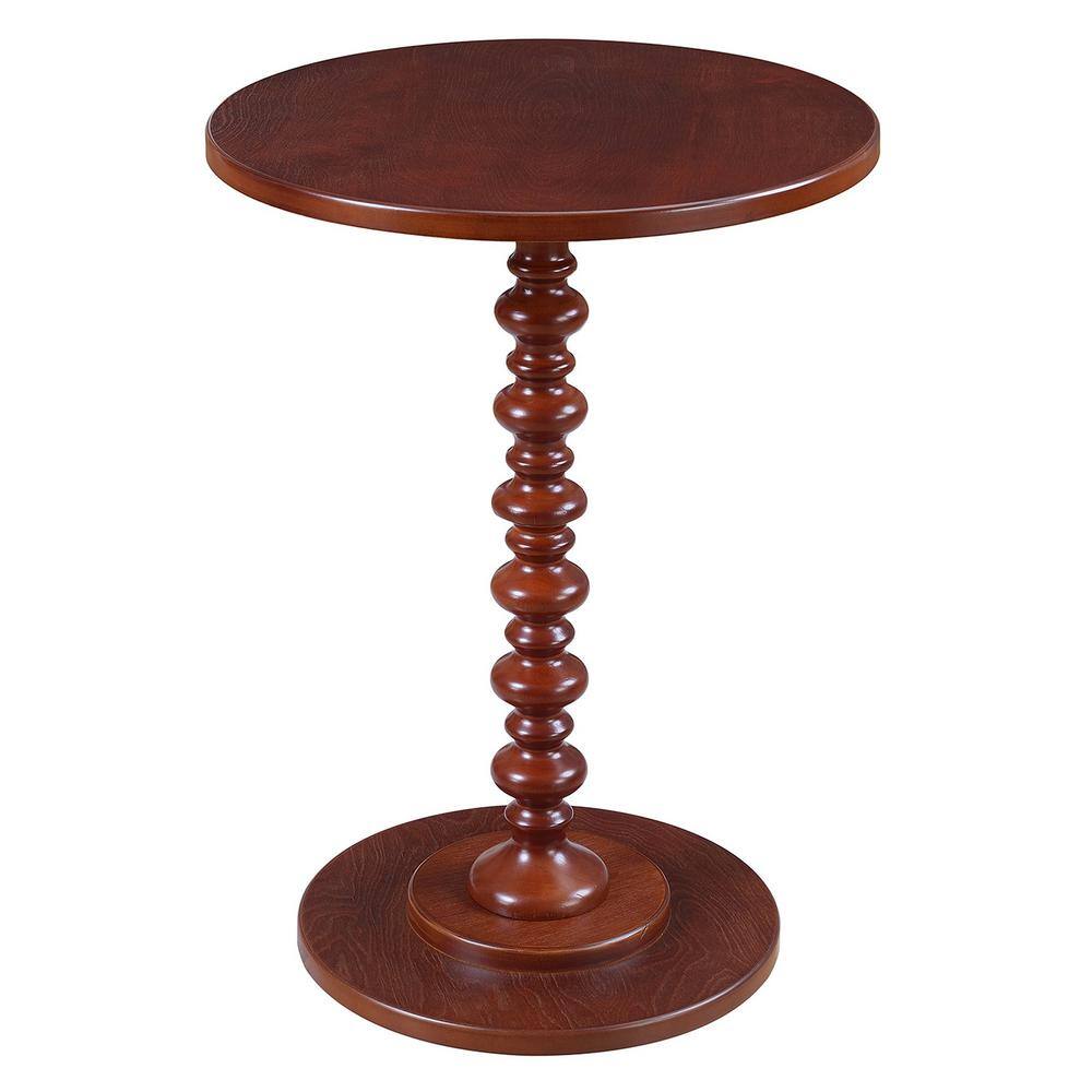 Charming Mahogany Round Spindle Side Table, 18"x25"