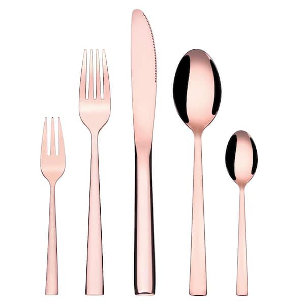 Rose Gold Dinner Forks Set of 12 Stainless Steel Rose Gold Hammered Flatware Silverware Cutlery Forks Copper Table Forks 8-Inches Mirror Finish & Dishwasher Safe 