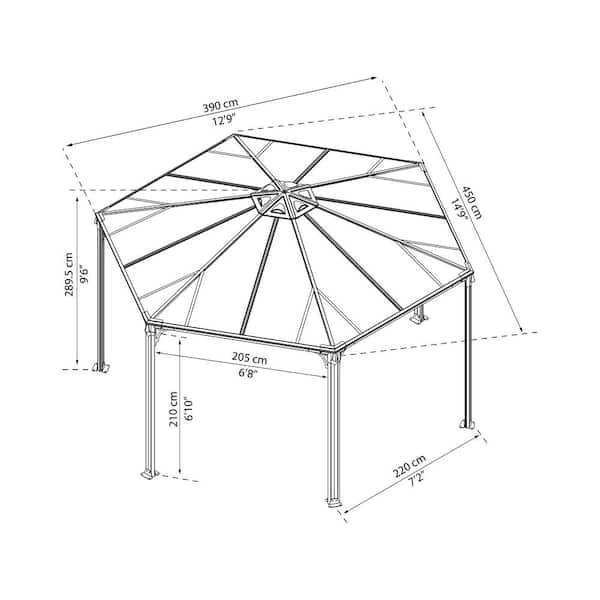 CANOPIA by PALRAM Monaco Hexagonal 13 ft. x 15 ft. Gray/Bronze