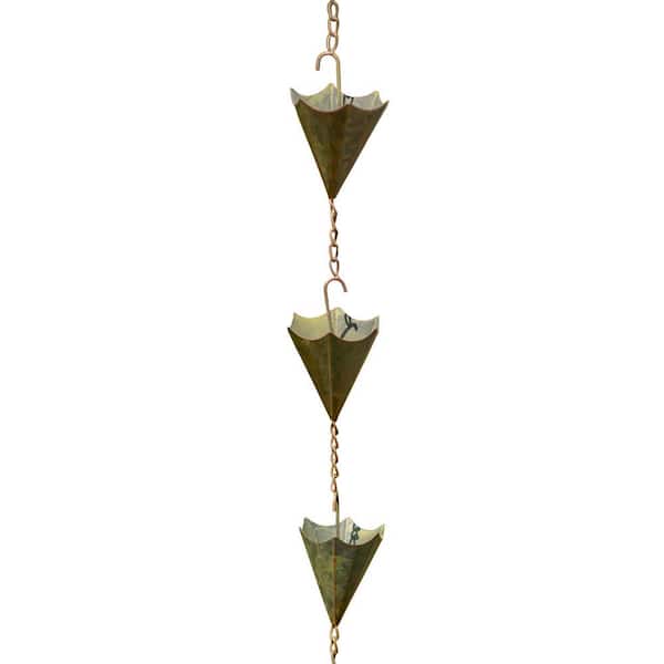 Zaer Ltd. International 78 in. Long Iron Umbrella Rain Chain in Antique Copper