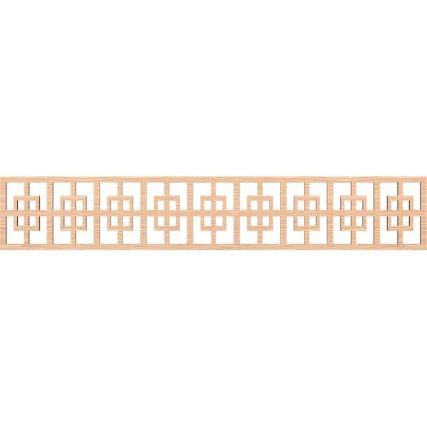 Ekena Millwork Cambridge Fretwork 0.25 in. D x 46.625 in. W x 8 in. L Red Oak Wood Panel Moulding