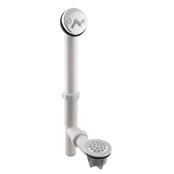 Westbrass Trip Lever White Poly Adjustable Bath Waste, Powder Coat White