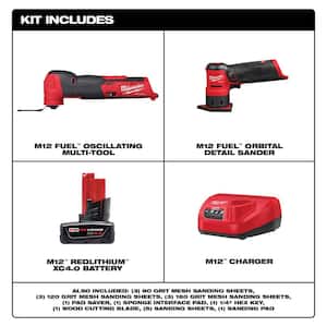 M12 FUEL 12-Volt Lithium-Ion Cordless Oscillating Multi-Tool and M12 FUEL Orbital Detail Sander with Battery and Charger