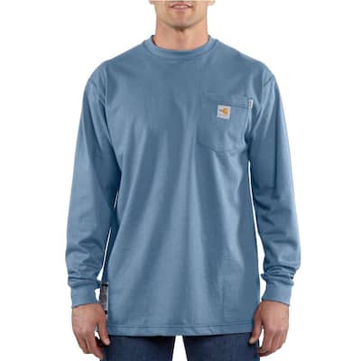 Men's Regular Medium Blue FR Force Cotton Long Sleeve T-Shirt