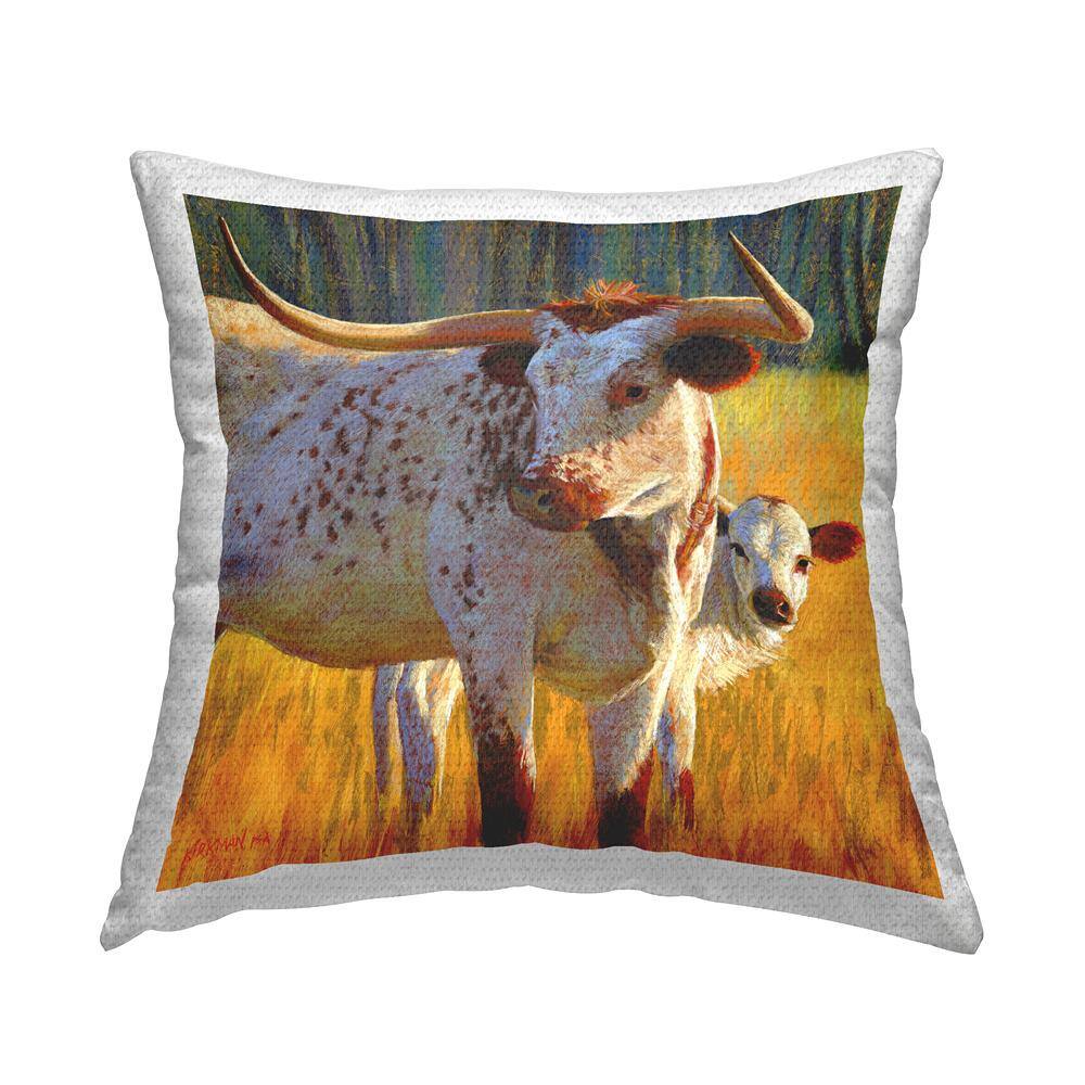 Longhorn Cattle Calf Landscape Multi-Color Square Outdoor Throw Pillow price history on PriceWatchPro