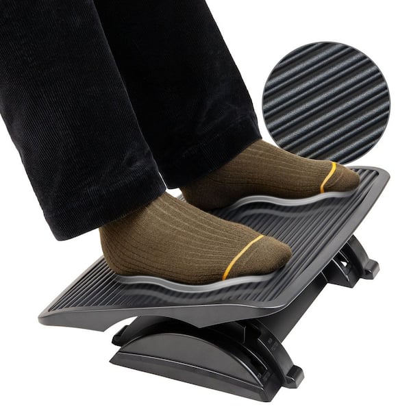 Black Height Adjustable Foot Rest Foot Stool 13.5 in. W