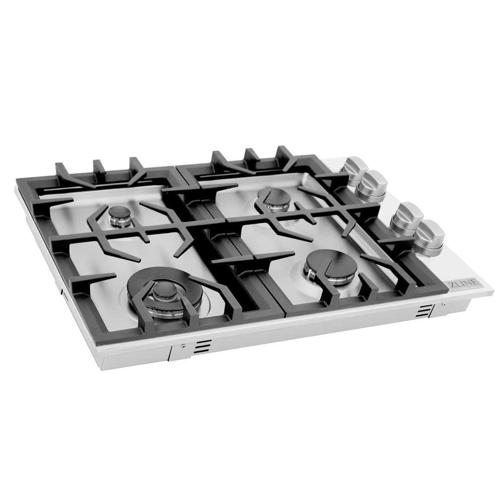 ZLINE Kitchen and Bath 30 in. 4 Burner Top Control Gas Cooktop in Stainless Steel, Silver