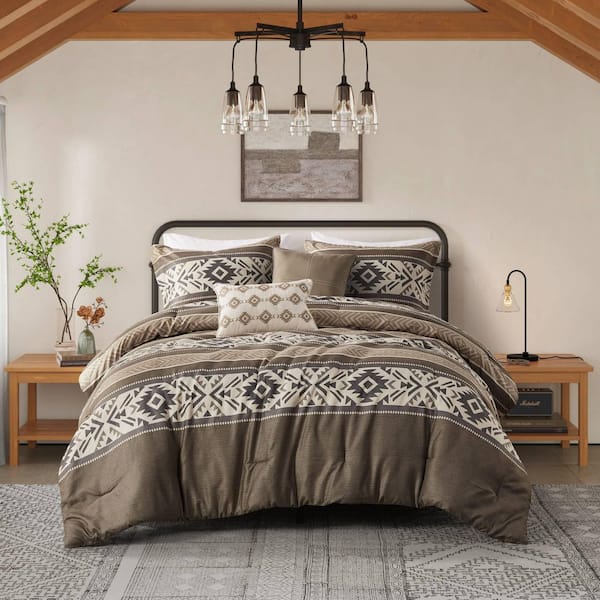 Stacia 5-Piece Brown Polyester Full/Queen Comforter Set