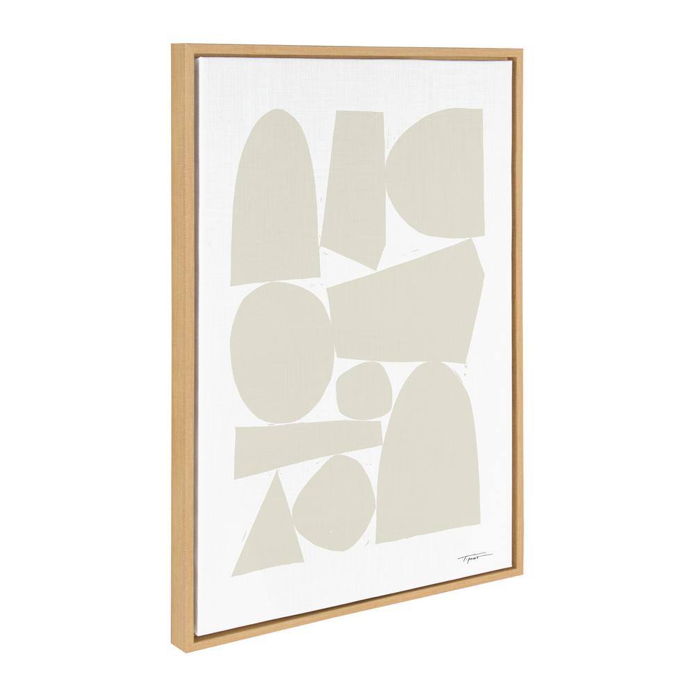 Neutral Abstract Geometric Canvas Print with Natural Frame