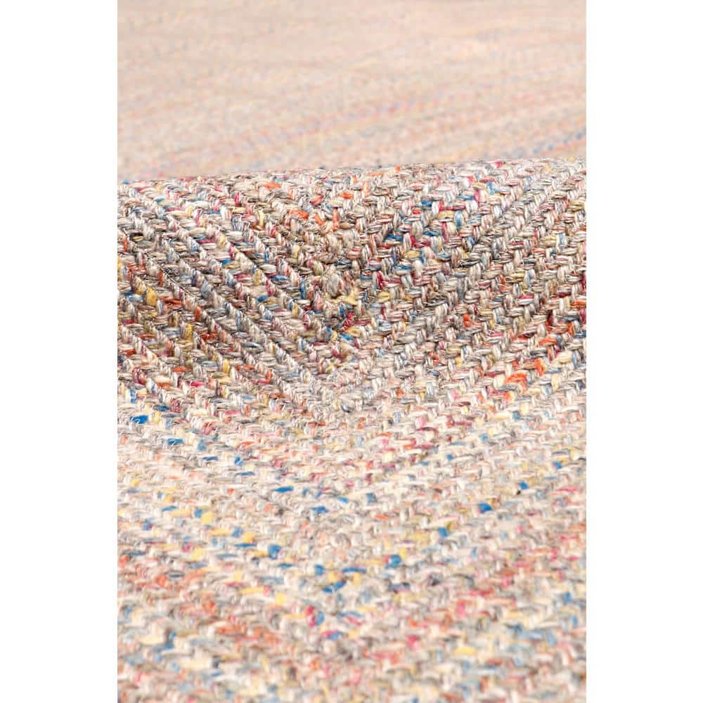Lagos Round Multicolor Braided Synthetic Geometric Rug