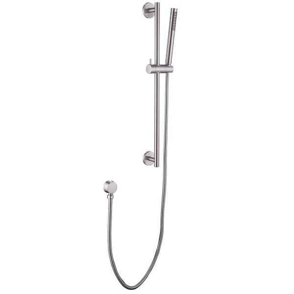 waterpar 1-Spray 8.5 in. Handheld Shower Head with 23.6 in. Slide Bar in Brushed Nickel
