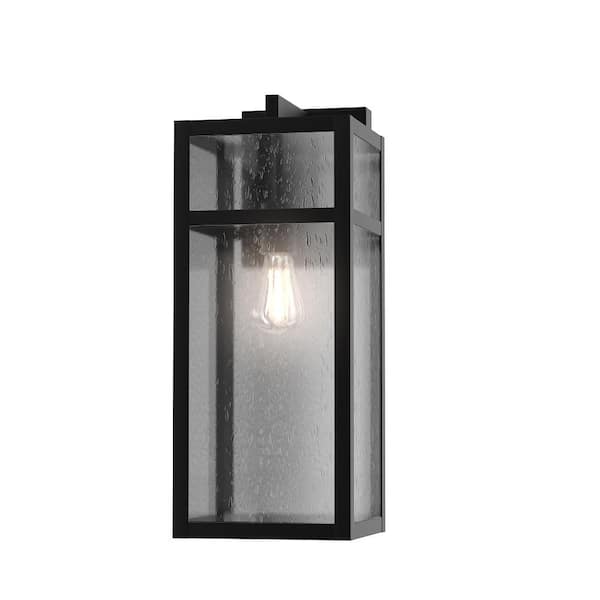 LumLight Oxburgh 6.08 in. Plug and Play 1-Light Matte Black Outdoor Wall Light Coach Sconce with SkyPlug