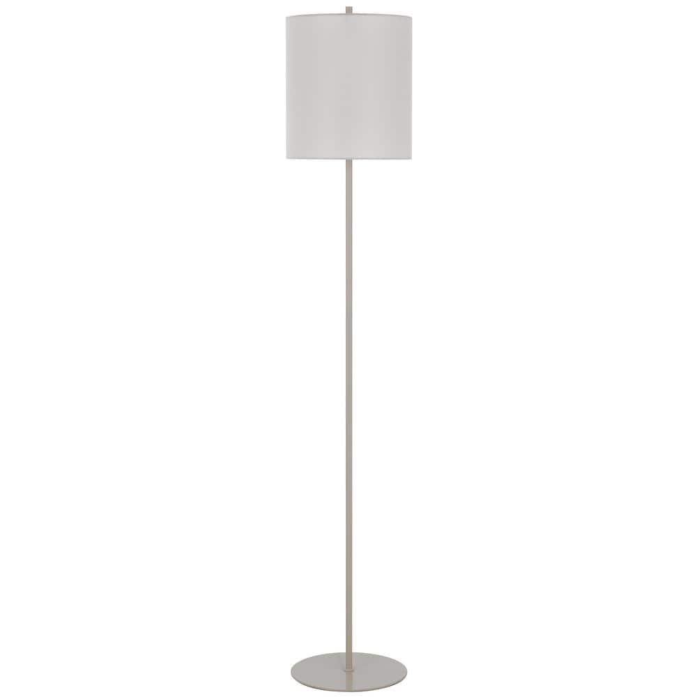 62.5 in. Height Painted Silver Standard Floor Lamp With Linen Shade