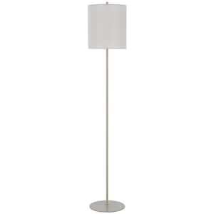 62.5 in. Height Painted Silver Standard Floor Lamp With Linen Shade