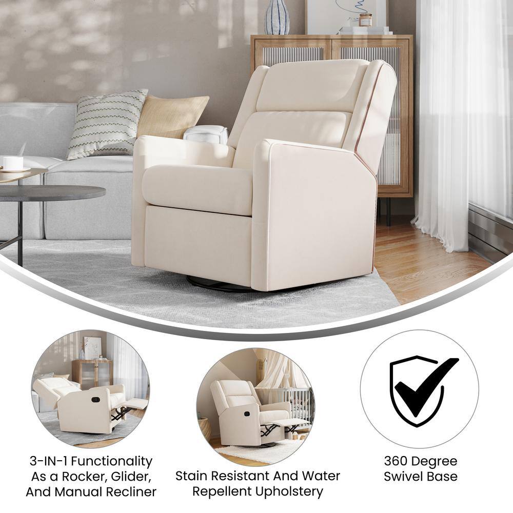 Lucy Off-White Fabric 3-in-1 Manual Recliner