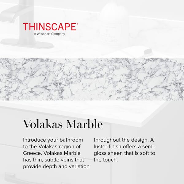 73 in. W x 22 in. Vanity Top in Volakas Marble with Double White Sinks and 4 in. Faucet Spread
