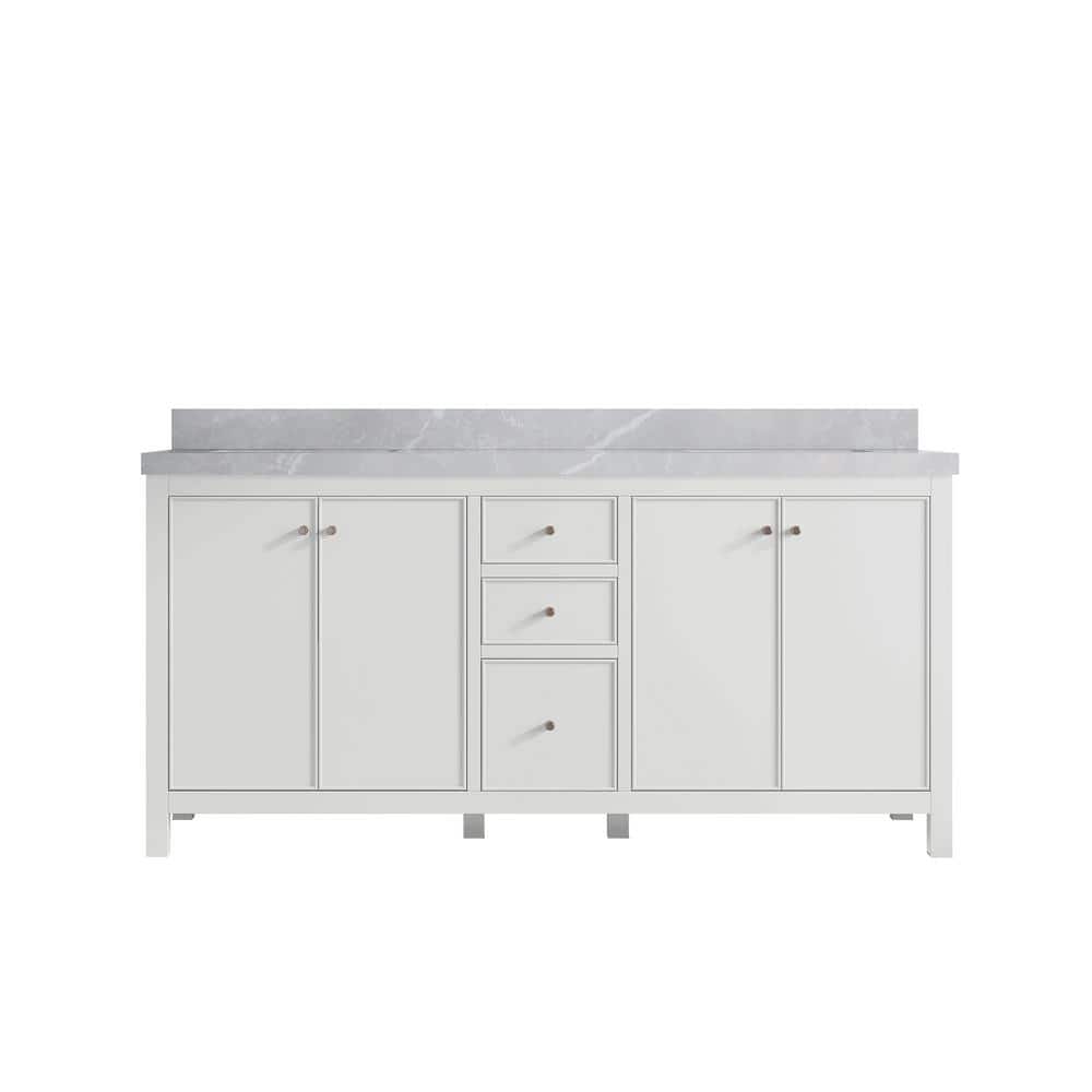 Willow Collections Chicago 72 in. Double Sink Freestanding White Bath