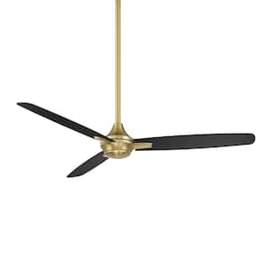 Blitzen 54 in. Indoor/Outdoor 3-Blade Smart Ceiling Fan in Soft Brass/Matte Black with Remote Control