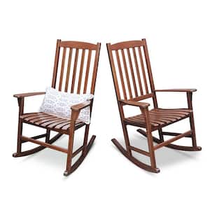 Thames Natural Brown Wood Outdoor Rocking Chair (Set Of 2)
