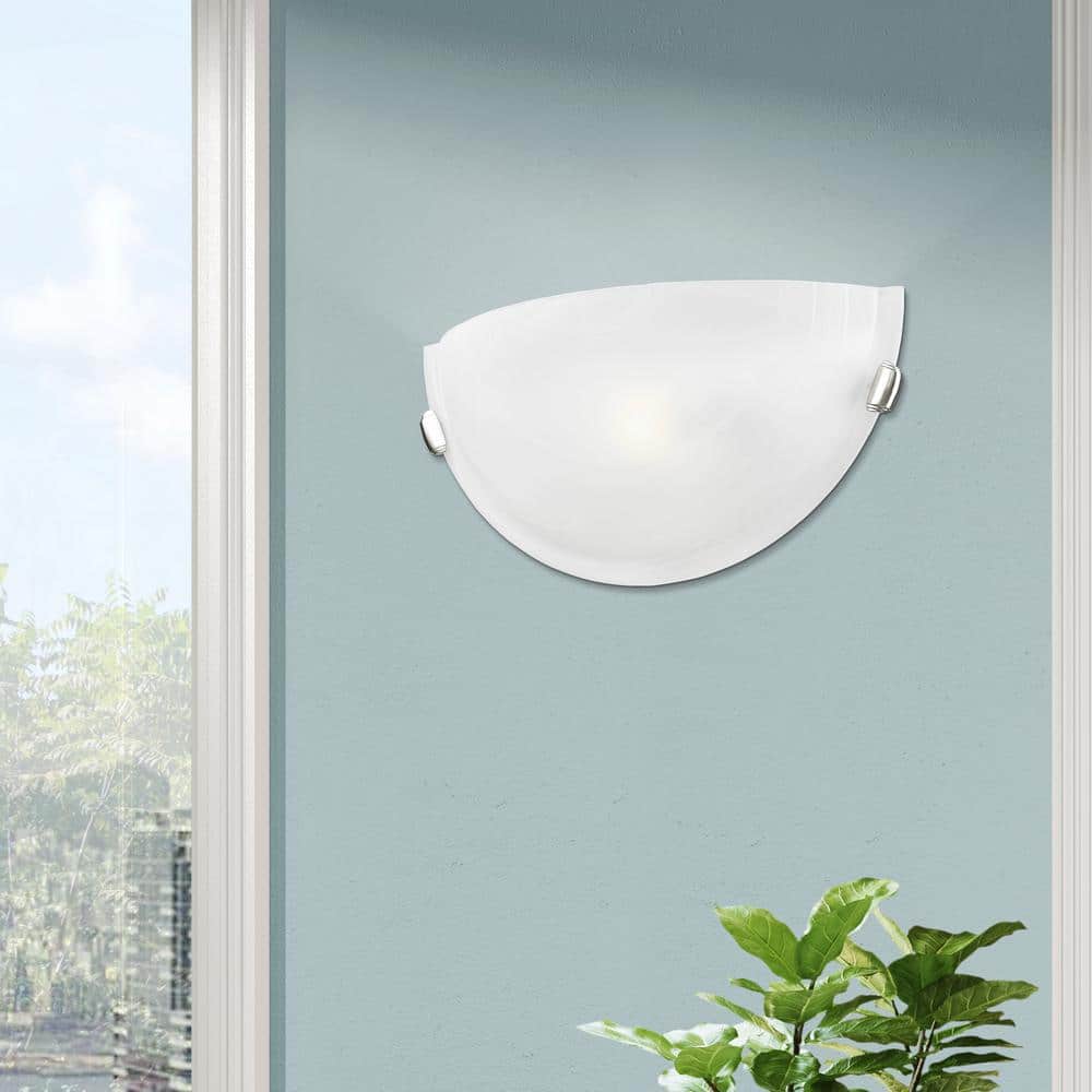 12.25" Brushed Nickel and White Wall Sconce Light
