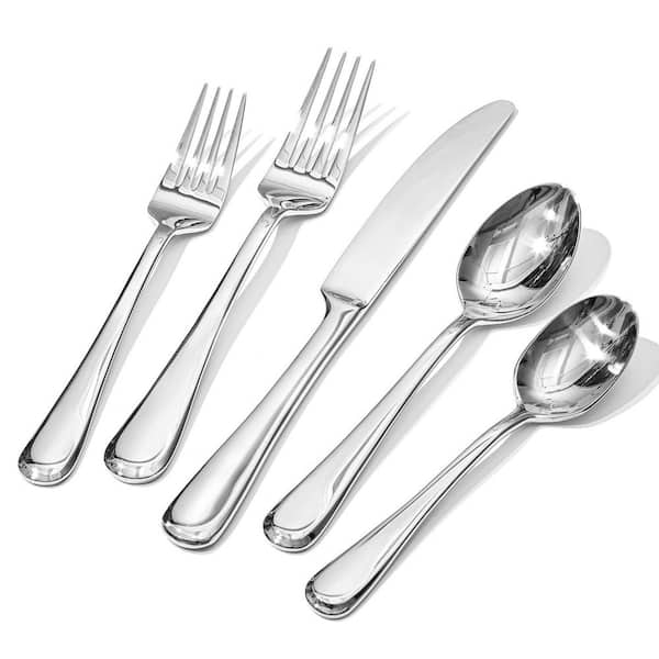 40-Piece Silver Premium Stainless Steel Flatware Set (Service for 8), Heavy Duty and Modern Design Cutlery Set