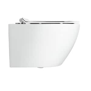 One-Piece Wall Hung Toilet 0.8/1.6 GPF Dual Flush Elongated Toilet with Soft Closing Toilet Seat in White