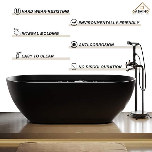 CASAINC 69 in. x 30 in. Soaking Bathtub in Matte Black CA-18