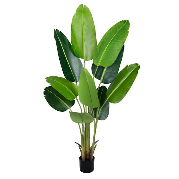 6 ft. Artificial Bird of Paradise Plant with 13-Trunks in Pot Indoor Outdoor Realistic Faux Potted Tree Home Decor