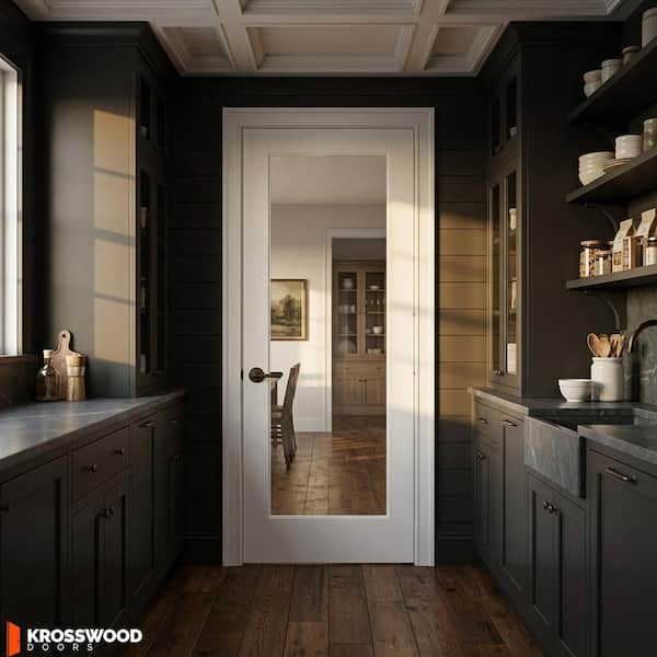 36 in. x 80 in. 1-Lite Solid Core MDF Primed Interior Door Slab