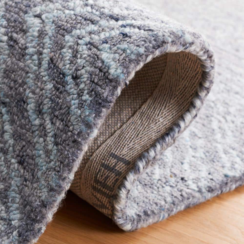 Blue Abstract Handmade Wool Runner Rug 2'3" x 6'