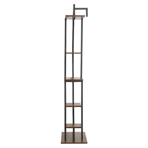 63 in. Indoor Plant Stand with Grow Lights, 6-Tier Shelf, 2 Metal Holders, Timer and Brightness, Half-Moon Display Rack