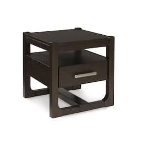 Breckington 24 in. Brown Square Wood End Table with Storage and Drawers and Shelves