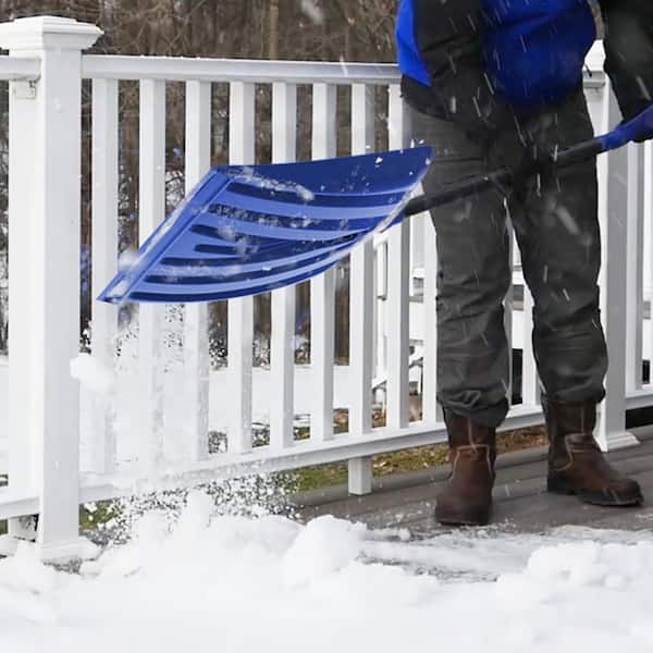 Snow Joe 48 in. Steel Ribbed Handle with Poly Blade Snow Shovel