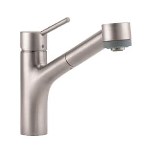 Talis S Single-Handle Pull Out Sprayer Kitchen Faucet with QuickClean in Stainless Steel Optic