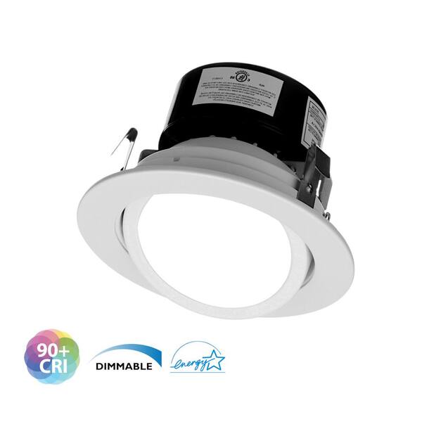 Nicor Dlr Series 4 In White 2700k Led Retrofit Recessed Gimbal Trim Kit 95 Cri Dlg4 10 120 2k Wh The Home Depot