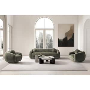 Tribeca 3-Piece Olive Green Chenille Upholstered Sofa and Accent Chair Living Room Set