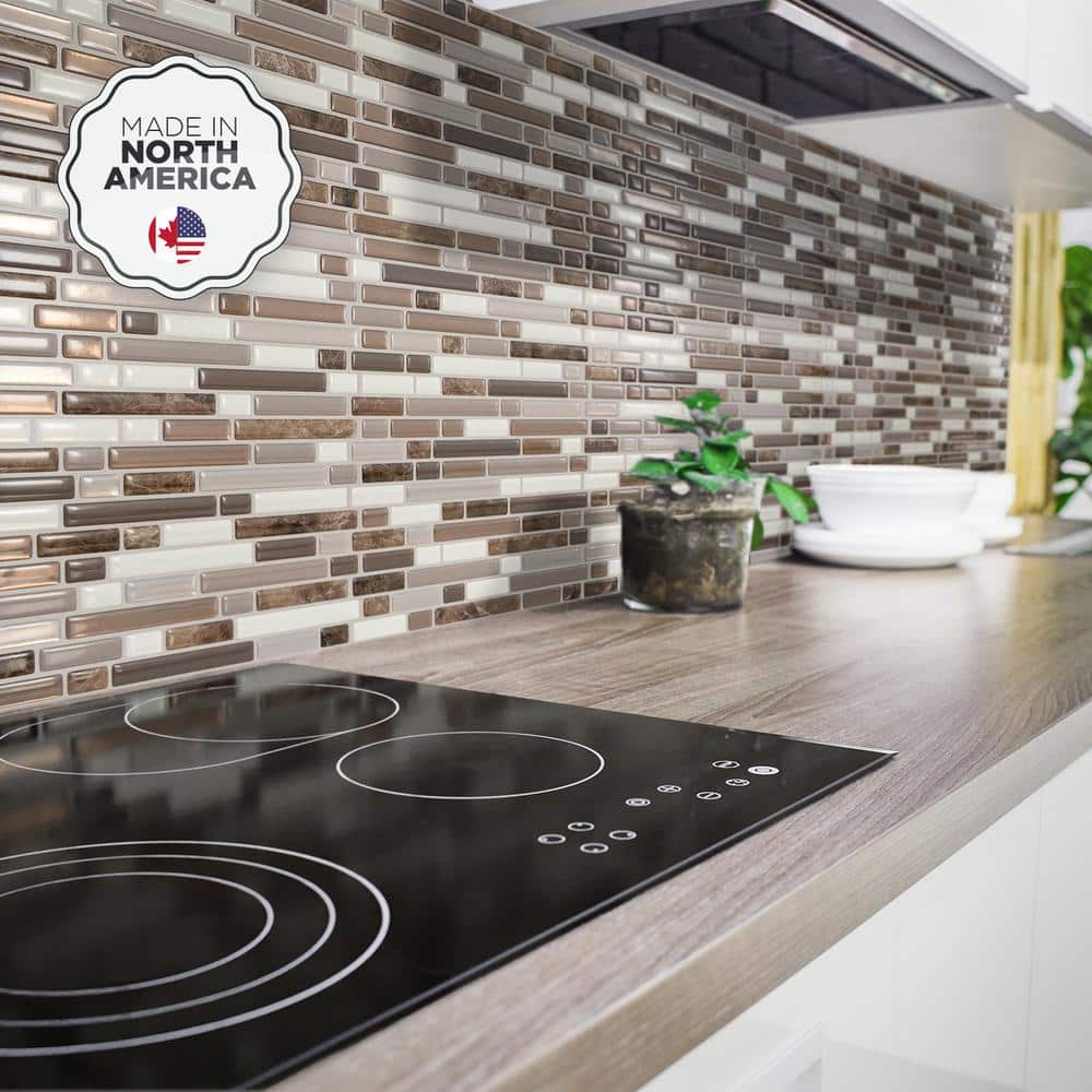 Bellagio Santi Brown and Beige Peel and Stick Backsplash Tiles
