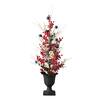 Glitzhome 36 in. H Patriotic / Americana Lighted Berry and Stars Urn Porch Tree, 20 Warm White Lights with Timer 2042000001