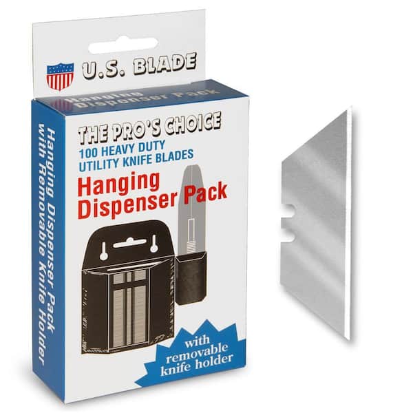 U.S. BLADE Heavy Duty Utility Blades Plastic Dispenser Carded (100-Pack)