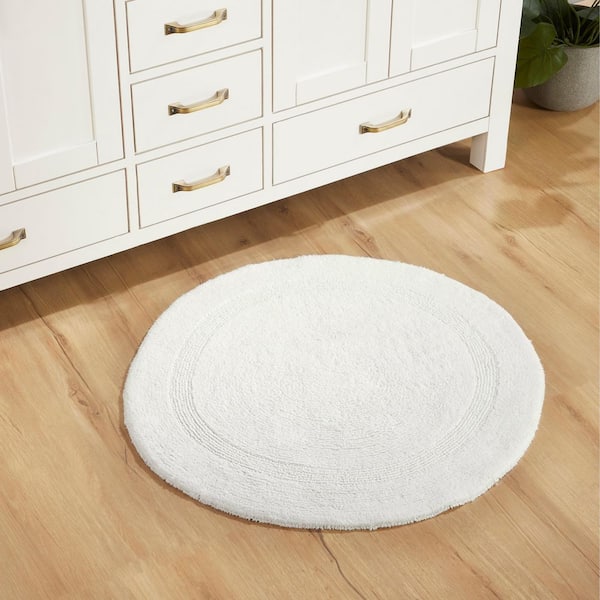 Lux Collection Ivory 30 in. x 30 in. 100% Cotton Reversible Race Track Pattern Bath Rug
