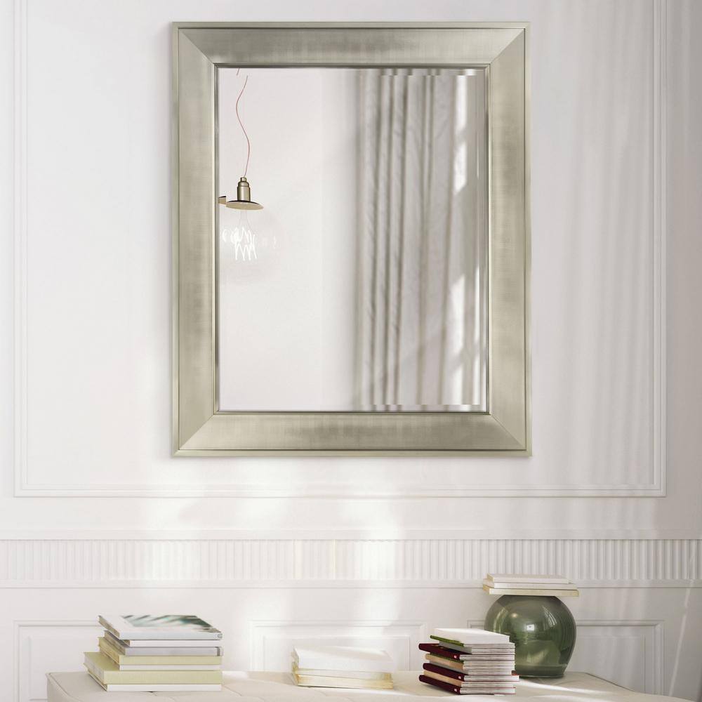 Champagne Silver Pave Textured Rectangular Framed Vanity Mirror - 29" x 35"
