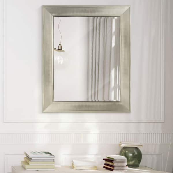 Deco Mirror 29 In W X 35 H Framed Rectangular Bathroom Vanity Brush Nickel 8013 The Home Depot Deco Mirror 29 In W X 35 H Framed, Brushed Nickel Framed Vanity Mirror